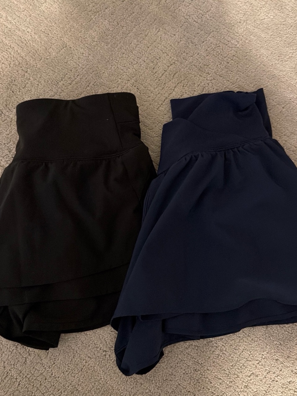 Pair of Tiered Skort-Style Skirts in Black and Navy